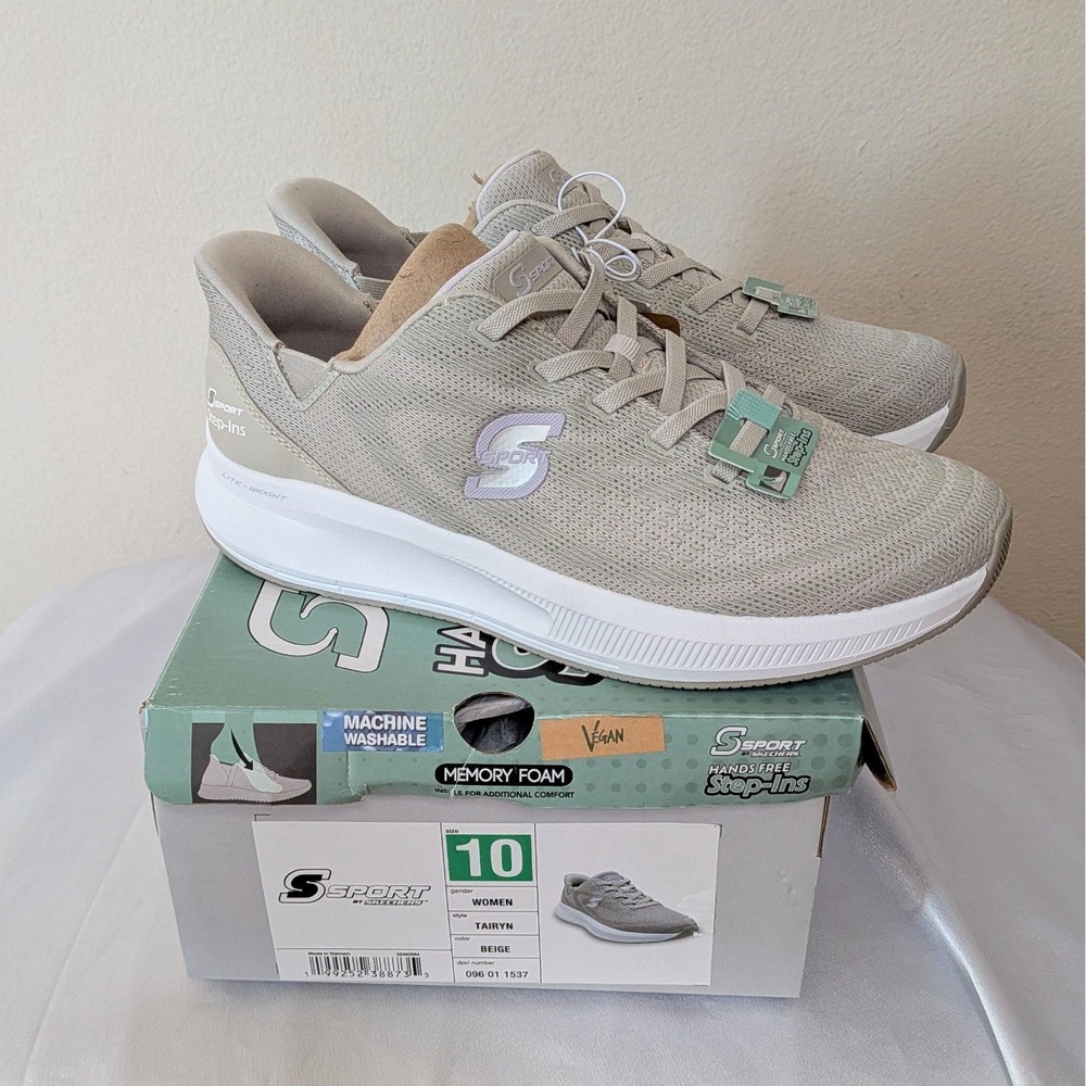 New Skechers S Sport Women's Tairyn Step In Slip On Sneakers Shoes Taupe 10